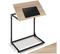 tectake® Tavolino salotto a C 55x35x66,5cm, Piano inclinabile, Tavolino da Letto, Divano per Laptop, Supporto Pc Portatile, Scrivania Salvaspazio 13 posizioni, Casa, Ufficio - Legno Industriale Chiaro