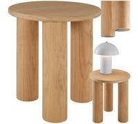 tectake® Tavolino salotto in legno rotondo, gambe in legno massiccio, piano in MDF impiallacciato, design moderno ed elegante, comodino piccolo, tavolo per salotto, camera da letto, supporto per fiori
