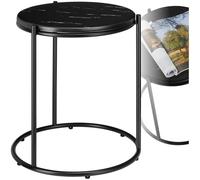 TecTake® tavolino salotto in marmo, base in metallo, tavolino da caffè, tavolo basso rotondo, tavolino basso in marmo moderno per salotto, soggiorno,metallo, design, tavolo da balcone - Nero/Nero