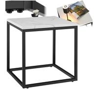 TecTake® tavolino salotto in marmo, base in metallo, tavolino da caffè, tavolo basso rotondo, tavolino basso in marmo moderno per salotto, soggiorno,metallo, design, tavolo da balcone - Bianco/Nero