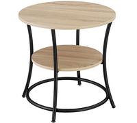 tectake® Tavolino Salotto Tondo 55x56cm, Tavolino da Divano o Comodino Stretto, 2 Ripiani, Ideale Soggiorno, Arredo Casa, Ufficio per Libri, Lampade, PC, Cibo e Bevande - Legno Industriale Chiaro