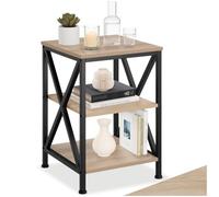 tectake® Tavolino Salotto Versatile 40,5x40,5x60,5cm, Tavolino da Salotto o Comodino 3 Ripiani, per Soggiorno, Divano, Camera da Letto, Ufficio Ideale Libri e Piante, Stile Industriale - Legno Chiaro