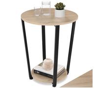 tectake® Tavolino Salotto Versatile 50x62,5cm, Tavolino da Salotto o Comodino 2 Ripiani, Tavolo Divano, Camera da Letto per Libri, PC, Arredamento Casa e Ufficio, Stile Industriale - Legno Chiaro