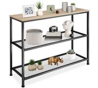 TecTake® Tavolo Console, Struttura in Acciaio, Piano in Legno, Due Grandi Piani in Reticolato, Piedi Regolabili, Mobile Ingresso, Soggirno, Stile Industriale - Industriale Legno Chiaro, Rovere Sonoma