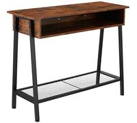 Tavolo console da corridoio appoggio con scomparto e rete legno e metallo
