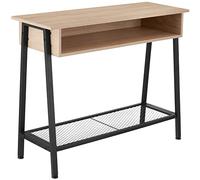 Tavolo console da corridoio appoggio con scomparto e rete legno e metallo