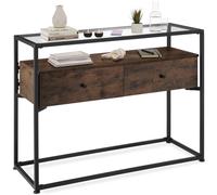 TecTake 801093 Tavolo console Reading, Piano superiore in vetro, 2 cassetti
