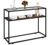 TecTake 801087 Tavolo console Kilkenny, Lastra in vetro removibile, Piedi in plastica regolabili in altezza