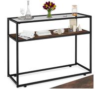 TecTake 801087 Tavolo console Kilkenny, Lastra in vetro removibile, Piedi in plastica regolabili in altezza