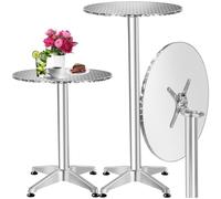 TecTake® Tavolo da Bistrot, Alluminio Pieghevole, Altezza Regolabile 70/115cm, Piano in Acciaio Inox Ø 60cm, Resistente agli Agenti Atmosferici, Perfetto per Esterni ed Interni - Viktor