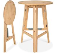tectake® Tavolo da Bistrot in Legno Massello Rotondo da Giardino, Struttura Robusta, Tavolo Pieghevole, Altezza Ottimale, da esterno, balcone, tavolino da giardino - altezza ca. 110 cm, Ø 79 cm