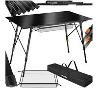 TecTake® Tavolo da Campeggio in Alluminio Pieghevole Bastian, Regolabile in Altezza, Tavolo, Alluminio, Tavolo Richiudibile, Rete Portaoggetti, Tavolo Pieghevole Campeggio - Nero