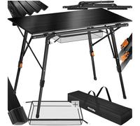 TecTake® Tavolo da Campeggio in Alluminio Pieghevole Tina, Regolabile in Altezza, Cappucci in Plastica Antigraffio, Tavolo, Alluminio, Tavolo da Esterno, Campeggio - Nero