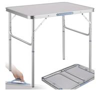 TecTake® Tavolo da Campeggio Pieghevole, con Maniglia, Tavolo Salvaspazio, Tavolo da Giardino Regolabile, Tavolino Portatile, Resistente alle Intemperie - Grigio
