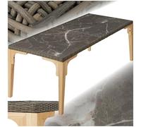 TecTake® Tavolo da Esterno in Rattan, Tavolo da Giardino con Intreccio Pregiato, Tavolino Salotto con Telaio in Alluminio e Legno Massiccio, 2 Lastre in Gres Porcellanato - Naturale