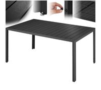 TecTake® Tavolo da Giardino Rettangolare, Telaio in Alluminio Inossidabile, Piano con Listelli Effetto Legno, Piedi Regolabili in Altezza, Design Moderno, 150x90x74,5 cm - Nero/nero