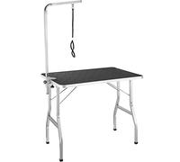 tectake® Tavolo Toelettatura Cani, Regolabile, Pieghevole, con Braccio, Superficie Antiscivolo, Professionale, per Animali Domestici, Accessori Cane e Gatto - Nero/Grigio