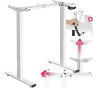TecTake® Telaio Tavolo Regolabile, Larghezza e Altezza Regolabile, Manovella Pieghevole, Robusto Telaio in Acciaio Verniciato, Protezione per Pavimento, Montaggio Rapido - Bianco