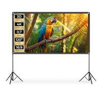 tectake® Telo Proiettore con Treppiede Pieghevoli 16:9 4K HD, 265 x 150 cm, 126", Schermo Proiettore, Borsa Trasporto, Schermo Portatile Cinema Home Theatre telo per proiettore per casa ufficio scuola