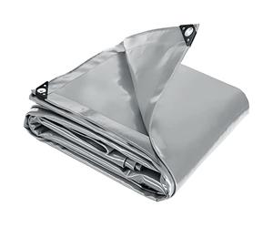 tectake® Telone Occhiellato Impermeabile, Telo Copertura Esterno, Copripiscina, Antipioggia, Tessuto Impermeabile PVC, Angoli Rinforzati, Resistente, Termostabile, Versatile - Grigio, 2x3 m