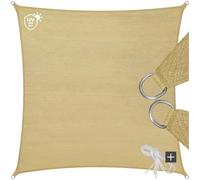 TecTake® Tenda a Vela Ombreggiante Quadrata in Polietilene, Protezione dai Raggi UV, Vela da Sole Ombreggiante con Set Funi di Tensione - Beige, Quadrato, 3,6 m