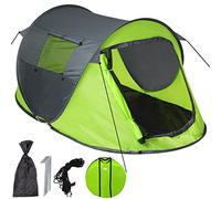 tectake® Tenda da Campeggio Popup, Tenda da Spiaggia, Automontante, Protezione UV, Impermeabile, con Zanzariera, 215x117x98 cm, per 2 Persone, Apertura Rapida, Custodia, Picchetti - Grigio/Verde