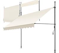 tectake® Tenda da Sole a Morsetto con Manovella, Altezza e Inclinazione Regolabile, Telo Impermeabile e Resistente ai Raggi UV, Ideale per Balcone e Terrazzo, 300x180cm - Beige