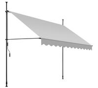 tectake® Tenda da Sole a Morsetto con Manovella, Altezza e Inclinazione Regolabile, Telo Impermeabile e Resistente ai Raggi UV, Ideale per Balcone e Terrazzo, 300x180cm - Grigio Chiaro