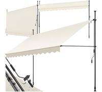 tectake® Tenda da Sole a Morsetto con Manovella, Altezza e Inclinazione Regolabile, Telo Impermeabile e Resistente ai Raggi UV, Ideale per Balcone e Terrazzo, 350x180cm - Beige