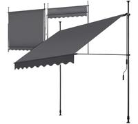 tectake® Tenda da Sole a Morsetto con Manovella, Altezza e Inclinazione Regolabile, Telo Impermeabile e Resistente ai Raggi UV, Ideale per Balcone e Terrazzo, 200x180cm - Nero/Grigio
