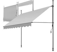 tectake® Tenda da Sole a Morsetto con Manovella, Altezza e Inclinazione Regolabile, Telo Impermeabile e Resistente ai Raggi UV, Ideale per Balcone e Terrazzo, 250x180cm - Grigio Chiaro