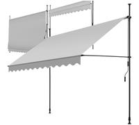 tectake® Tenda da Sole a Morsetto con Manovella, Altezza e Inclinazione Regolabile, Telo Impermeabile e Resistente ai Raggi UV, Ideale per Balcone e Terrazzo, 300x180cm - Grigio Chiaro