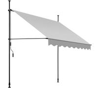 tectake® Tenda da Sole a Morsetto con Manovella, Altezza e Inclinazione Regolabile, Telo Impermeabile e Resistente ai Raggi UV, Ideale per Balcone e Terrazzo, 200x180cm - Grigio Chiaro