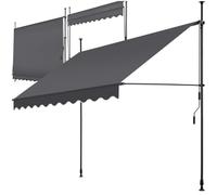 tectake® Tenda da Sole a Morsetto con Manovella, Altezza e Inclinazione Regolabile, Telo Impermeabile e Resistente ai Raggi UV, Ideale per Balcone e Terrazzo, 250x180cm - Nero/Grigio