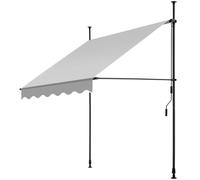 tectake® Tenda da Sole a Morsetto con Manovella, Altezza e Inclinazione Regolabile, Telo Impermeabile e Resistente ai Raggi UV, Ideale per Balcone e Terrazzo, 150x180cm - Grigio Chiaro