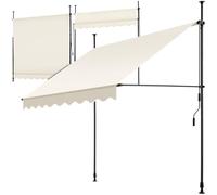 tectake® Tenda da Sole a Morsetto con Manovella, Altezza e Inclinazione Regolabile, Telo Impermeabile e Resistente ai Raggi UV, Ideale per Balcone e Terrazzo, 200x180cm - Beige