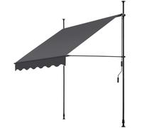 tectake® Tenda da Sole a Morsetto con Manovella, Altezza e Inclinazione Regolabile, Telo Impermeabile e Resistente ai Raggi UV, Ideale per Balcone e Terrazzo, 150x180cm - Nero/Grigio
