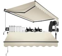 tectake®, tenda da sole per esterno a bracci estensibili, avvolgibile, manovella, impermeabile, protezione UV, tessuto poliestere, struttura alluminio, veranda, balcone, terrazzo - 250 x 200 cm Beige