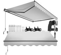 tectake®, tenda da sole per esterno a bracci estensibili, avvolgibile, manovella, impermeabile, protezione UV, tessuto poliestere, struttura alluminio, balcone, terrazzo - 250 x 200 cm Grigio Chiaro