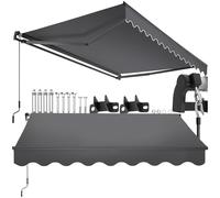 tectake®, tenda da sole per esterno a bracci estensibili, avvolgibile, manovella, impermeabile, protezione UV, tessuto poliestere, struttura alluminio, veranda, balcone, terrazzo - 250 x 200 cm Nero