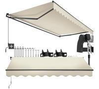 tectake®, tenda da sole per esterno a bracci estensibili, avvolgibile, manovella, impermeabile, protezione UV, tessuto poliestere, struttura alluminio, veranda, balcone, terrazzo - 300 x 250 cm Beige