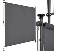 tectake® tenda da sole per esterno verticale, tende da sole per esterno frangivista balcone senza fori, con manovella, poliestere opaco, protezione UV, aste telescopiche - 150 x 310 cm, Nero