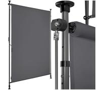 tectake® tenda da sole per esterno verticale, tende da sole per esterno frangivista balcone senza fori, con manovella, poliestere opaco, protezione UV, aste telescopiche - 100 x 310 cm, Nero