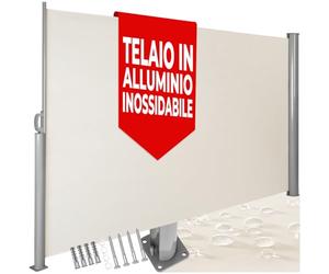 tectake® Tenda Frangivento a Scorrimento con Cassonetto in Alluminio, Paravento Estraibile Esterno, Frangivista con Meccanismo Automatico, Protezione Solare e Privacy, 180x300 cm - Beige