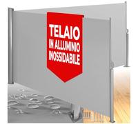tectake® Tenda Frangivento Doppia Estensibile, Cassettone in Alluminio, Frangivista con Meccanismo Automatico, Protezione Solare e Privacy, Ideale per Balconi e Terrazzi, 180x600 cm - Grigio
