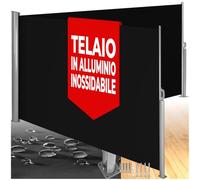 TecTake® Tenda Frangivento Doppia Estensibile, Cassettone in Alluminio, Frangivista con Meccanismo Automatico, Protezione Solare e Privacy, Ideale per Balconi e Terrazzi, 180x600 cm - Nero