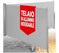 tectake® Tenda Frangivento Doppia Estensibile, Cassettone in Alluminio, Frangivista con Meccanismo Automatico, Protezione Solare e Privacy, Ideale per Balconi e Terrazzi, 200x600 cm - Grigio