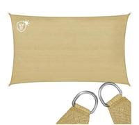 tectake® Tenda Parasole Rettangolare, Materiale HDPE Resistente con Protezione UV, Vela Ombreggiante Impermeabile per Giardino, Terrazzo Piscina, Cortile, Telo Ombreggiante Esterno - Sabbia - 3 x 5 m