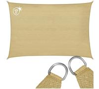 tectake® Tenda Parasole Rettangolare, Materiale HDPE Resistente con Protezione UV, Vela Ombreggiante Impermeabile per Giardino, Terrazzo Piscina, Cortile, Telo Ombreggiante Esterno - Sabbia - 2 x 3 m