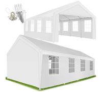 tectake® Tendone 8 x 4 m, Sistema ad Incastro, Gazebo per Feste, Gazebo per Esterno, Telaio in Acciaio, Telone Impermeabile e Resistente agli UV, Include Accessori di Fissaggio - Bianco